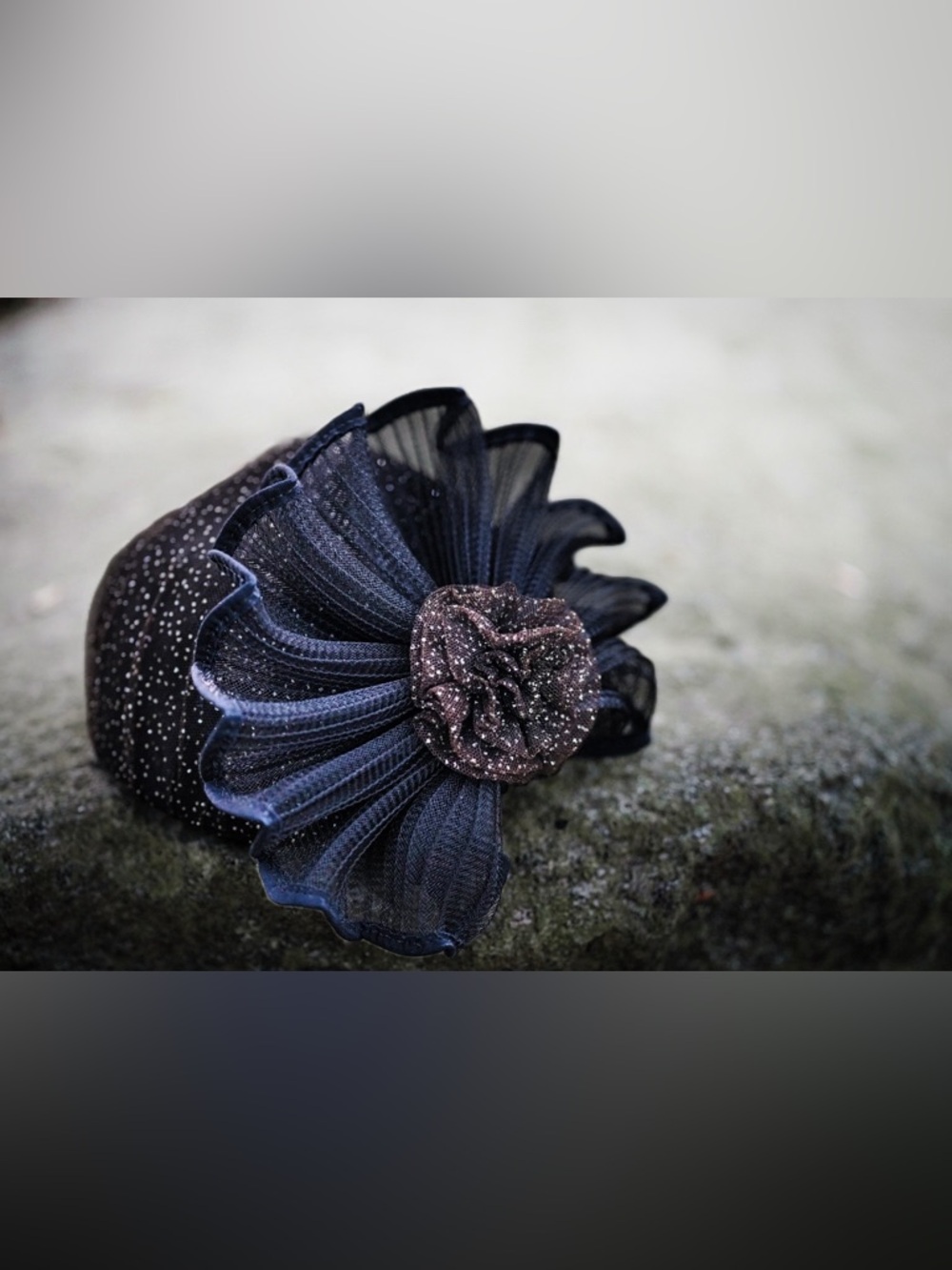 Cathy Allen Designs Black Sparkle Wool Fascinator Hat - Made in USA - Picture 7 of 7